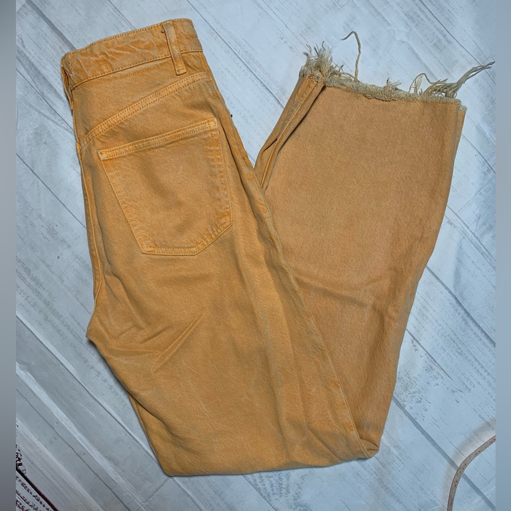 Zara High rise wide leg orange denim. Size 4. - Picture 2 of 11